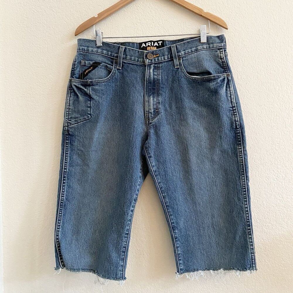 Ariat M4 Rebar Jean Shorts Mens 34x15*Low rise Cut Off Jorts Workwear Skater Y2k